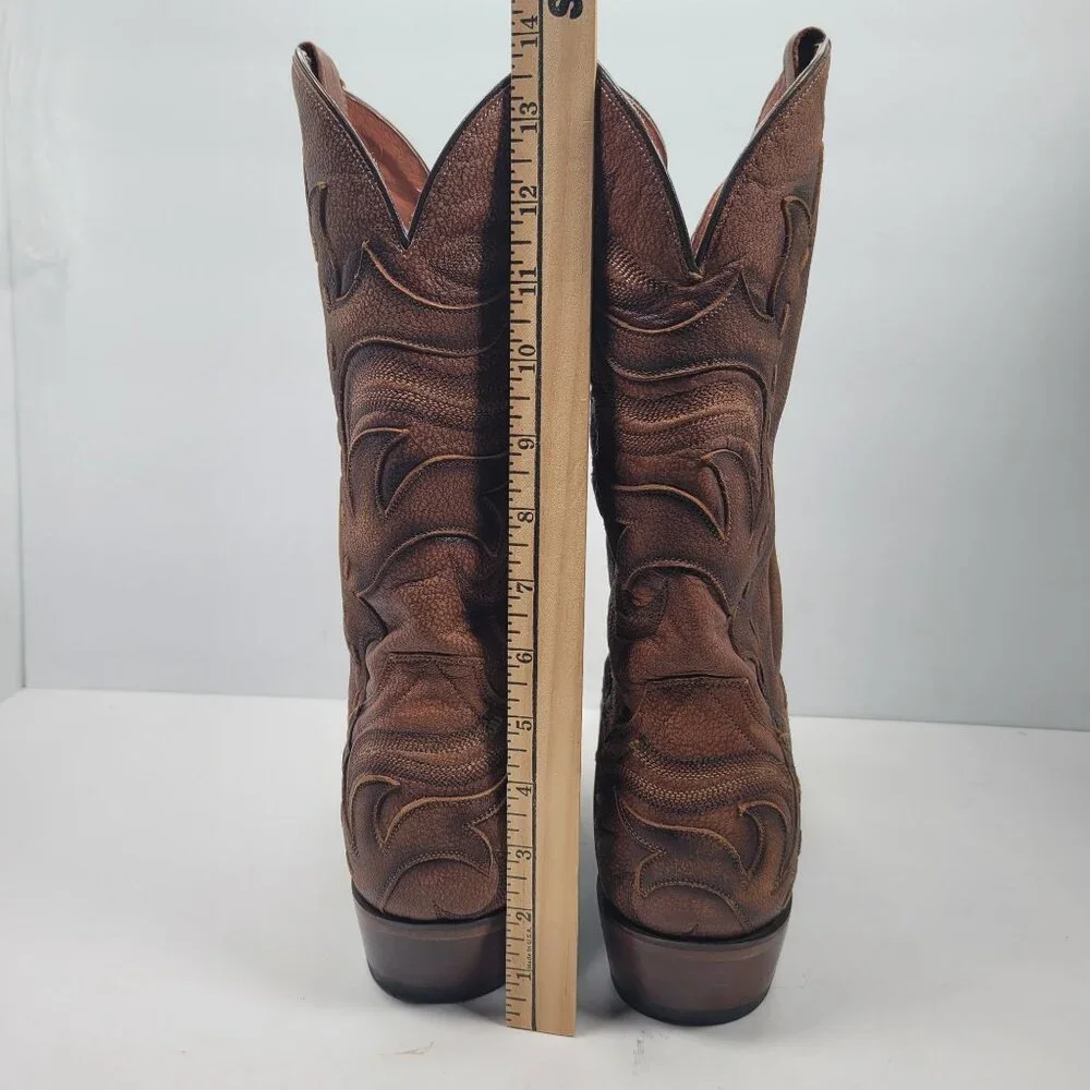 Dan Post Men's Brown Racer Leather Western Boots DP2571 US Size 13D - Picture 10 of 12